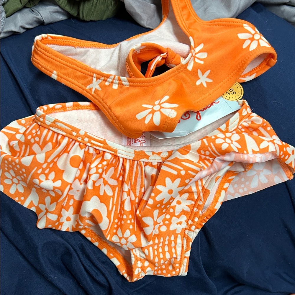 Cat & Jack Orange Floral Kids Swimwear
